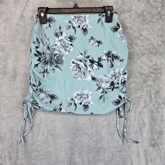 Windsor Skirt Womens XS Floral Rose Print Ruched Mini Side Tie Made in USA - Picture 6 of 8